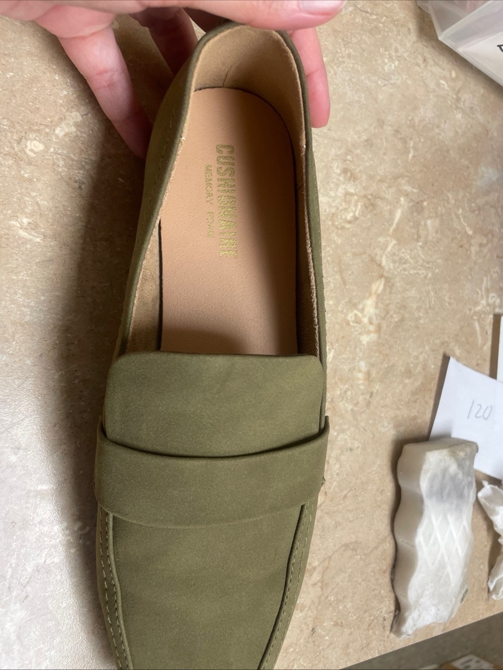 Cushionaire Olive Green Suede Women's Slip-On Loafers - Picture 6 of 7